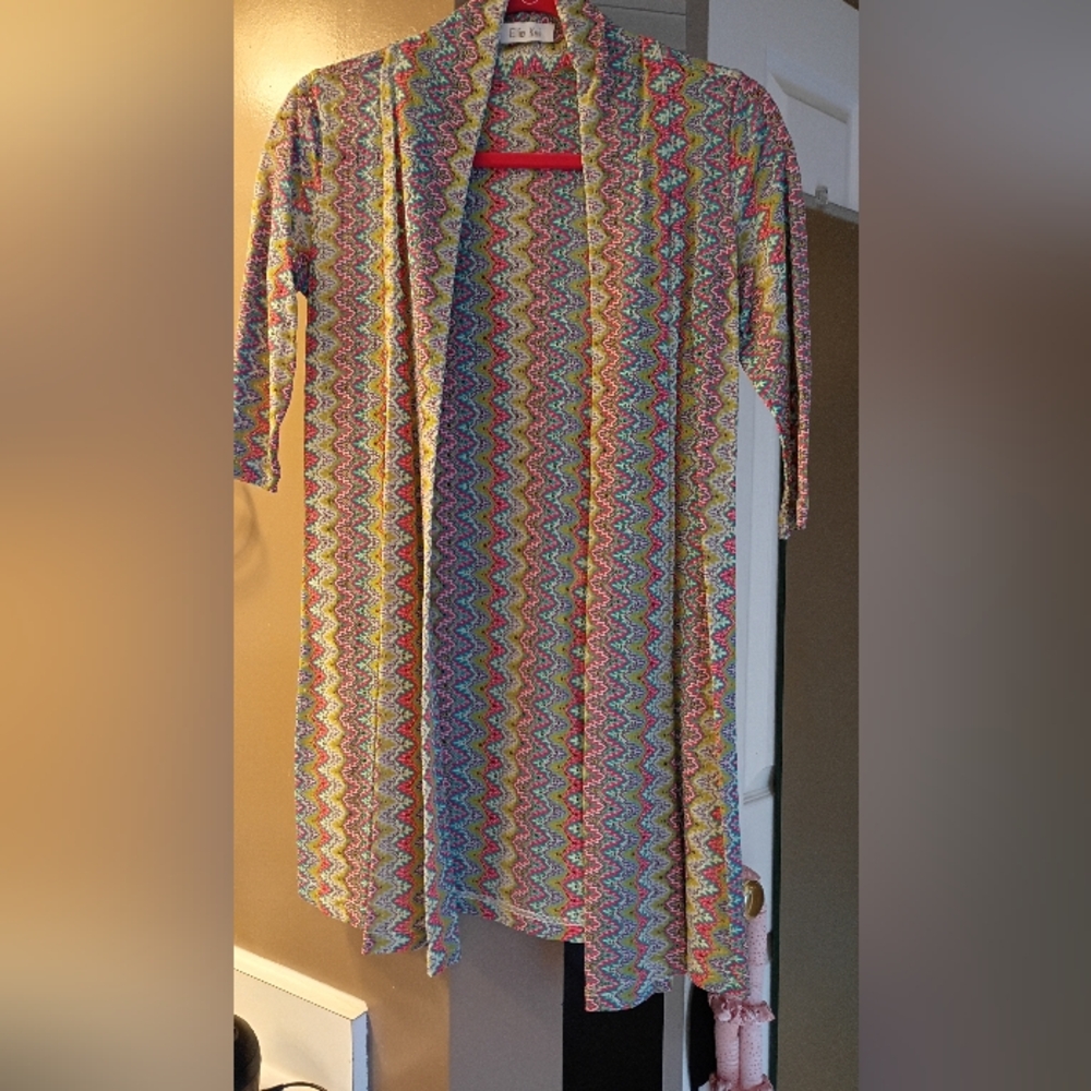 Ellie Kai Colorful Zigzag Patterned Cardigan